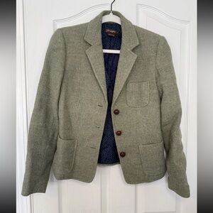 J. McLaughlin Tweed Jacket in Olive and Navy Size 4 (small holes)